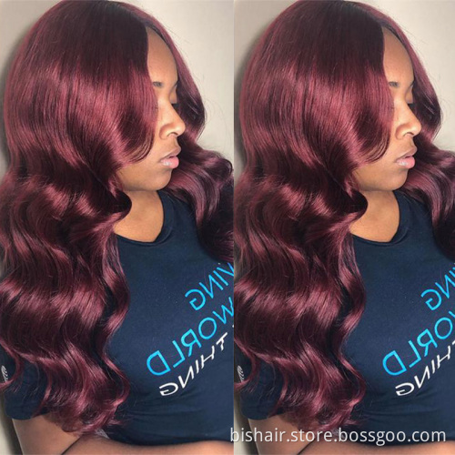 BIS 4x4 Lace Frontal Wig For Women Pre-Plucked Transparent Lace Brazilian Body Wave Human Hair Wigs Red Color 150% Density